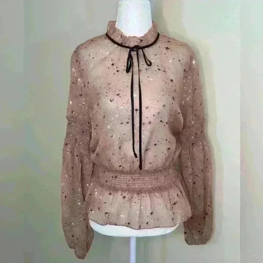 NWT Organza Blush Colored Blouse